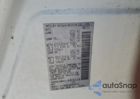 2015 Nissan Pathfinder S from USA, damaged, VIN 5N1AR2MM4FC683116